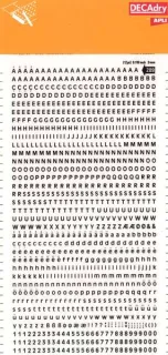 Apli Letras y Numeros Transferibles Super 3mm 997 Caracteres - Negros Brillantes
