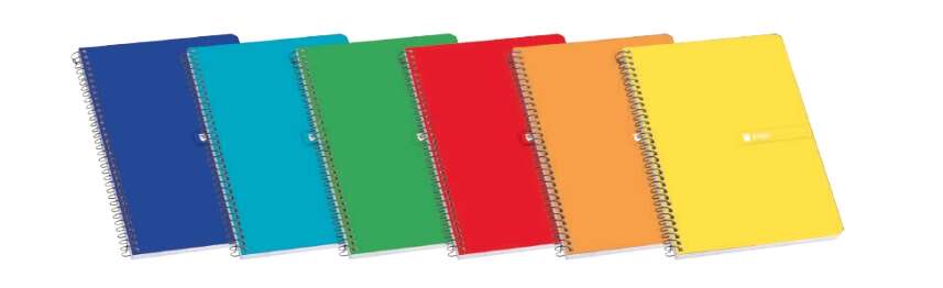Enri Plus Cuaderno Espiral Formato Cuarto 1 Linea - 80 Hojas 60gr con Margen - Cubierta Dura - Colores Surtidos · Pack de 5 uds.