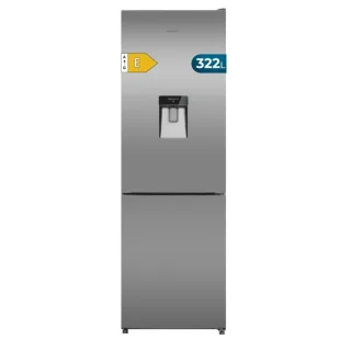 Cecotec Bolero CoolMarket Combi 322i WD Inox E Frigorifico Combi - Deposito de 322L - Luz LED - Total Nofrost - Acero Inoxidable - Frio Envolvente - Dispensador de Agua - 59.5x185.5cm - Colo