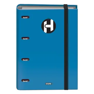 Dohe Serie Icon Carpeta de 4 Anillas Formato A4 con Recambio de 100 Hojas de 90 gr y 4 Taladros - Cierre con Goma Elastica - Anillas de 35mm - Color Azul