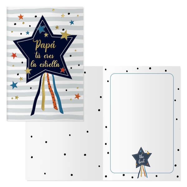 Dohe Pack de 6 Tarjetas de Felicitacion Dia del Padre - 11.5x17cm - Impresion a Todo Color - Estampaciones con Pelicula de Color - Estampacion en Seco - Papel Offset Blanco de 300gr - Incluy
