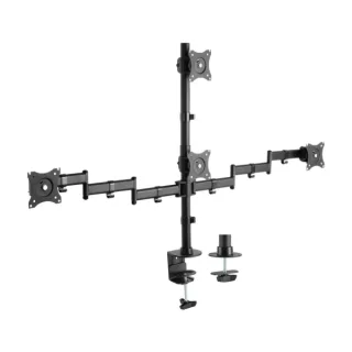 Aisens Soporte de Mesa Eco Giratorio e Inclinable para 4 Monitores 10Kg (4 Pivotes - 2 Brazos) de 13-27" - Color Negro
