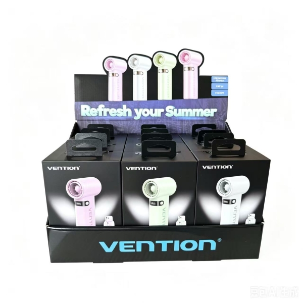 Vention PBE-PACK2 Pack 12 Ventiladores de Mano - Velocidad Maxima 17000RPM - Nivel Regulable de 1 a 100 - Bateria de 3000mAh - Pantalla LED - Conexion USB-C - Ligero y Compacto - Color Verde