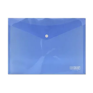 Ingraf Sobre Portadocumentos A4 - Cierre de Broche - Polipropileno Cristal Transparente - Color Azul · Pack de 10 uds.