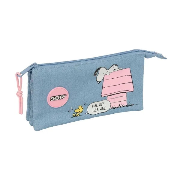 Safta Snoopy Portatodo - Cremallera - 0.6L - Bolsillo Interior - Bolsillo Interior - 220x30x120mm - Color Azul