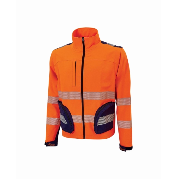 Upower Bea Cazadora de Trabajo Alta Visibilidad - Talla 2XL - Mangas Separables, Bolsillos Funcionales, Bandas Reflectantes Termoselladas, Ajuste Regulable, Proteccion DPI2 - Color Naranja F