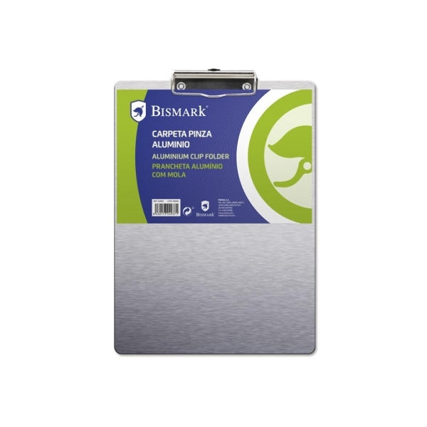 Biskmark Carpeta Sujetapapeles con Base de Aluminio y Pinza Metalica - Formato Folio