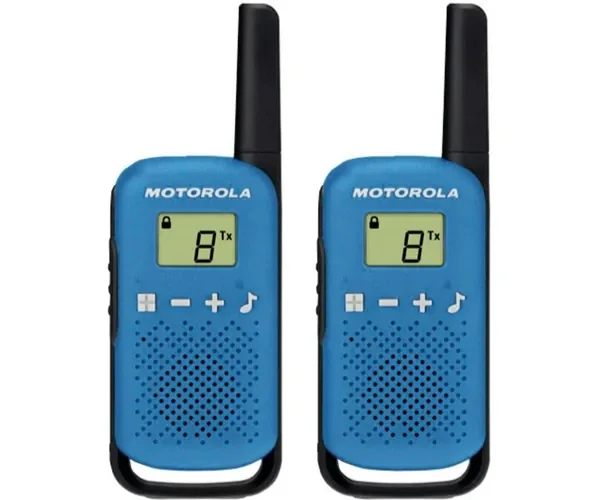 Motorola T42 Pack 2 Walkie Talkies - 16 Canales PMR446 - Alcance hasta 4Km - Autonomia hasta 18h - Color Azul