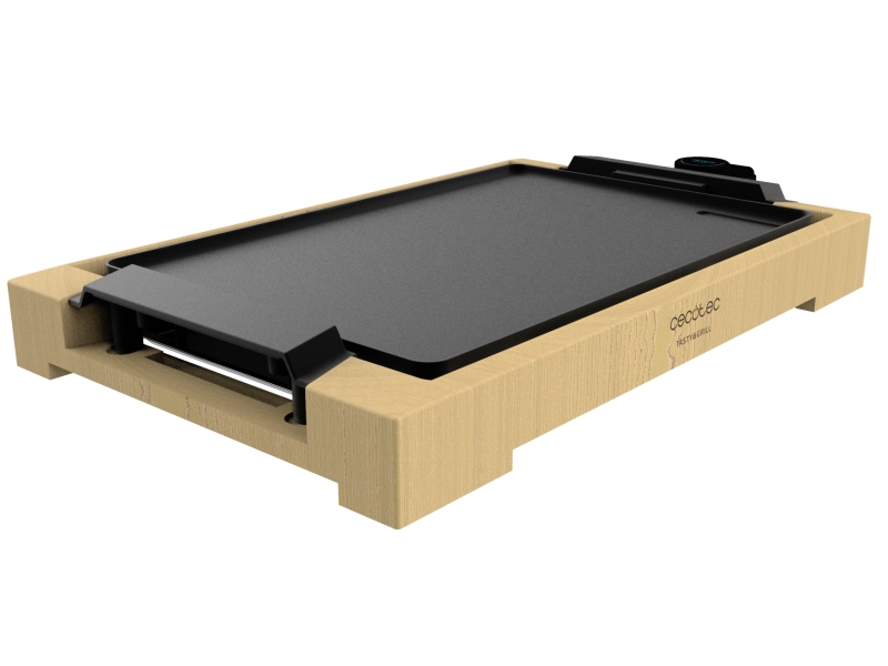 Cecotec Tasty and Grill 2000 Bamboo Plancha Electrica - 2000W - Estructura de Bambu - Antiadherente - Termostato Regulable - Apta para Lavavajillas - Incluye Espatula - 37.5x24.5cm - Color M