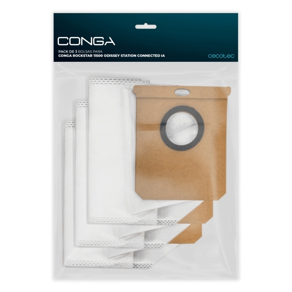 Cecotec Pack de 3 Bolsas para Conga Rockstar 11500 Odyssey Station Connected Ia - Color Blanco