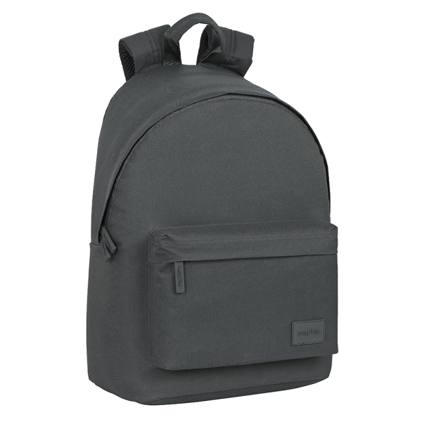 Safta Basic Mochila para Portatil hasta 14.1" - Bolsillo para Tablet - Tirador Doble - Hombreras Ergonomicas - Espalda Acolchada - Asa de Mano Forrada - 20L - 310x160x410mm - Color Gris