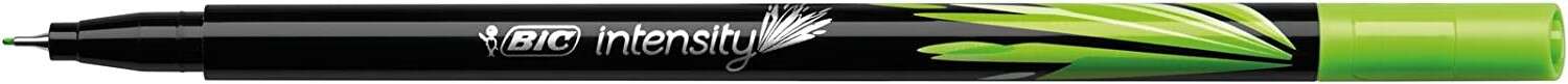 Bic Intensity Fine Rotulador de Punta Fina de 0.8mm - Trazo de 0.4mm - Tinta con Base de Agua - Color Verde Lima · Pack de 12 uds.