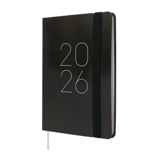 Finocam Flexi Lisa Agenda en Catalan - Anual 2026 - Tapa Blanda - Formato F4 - 120x13x172mm - Semana Vista Horizontal - Color Negro