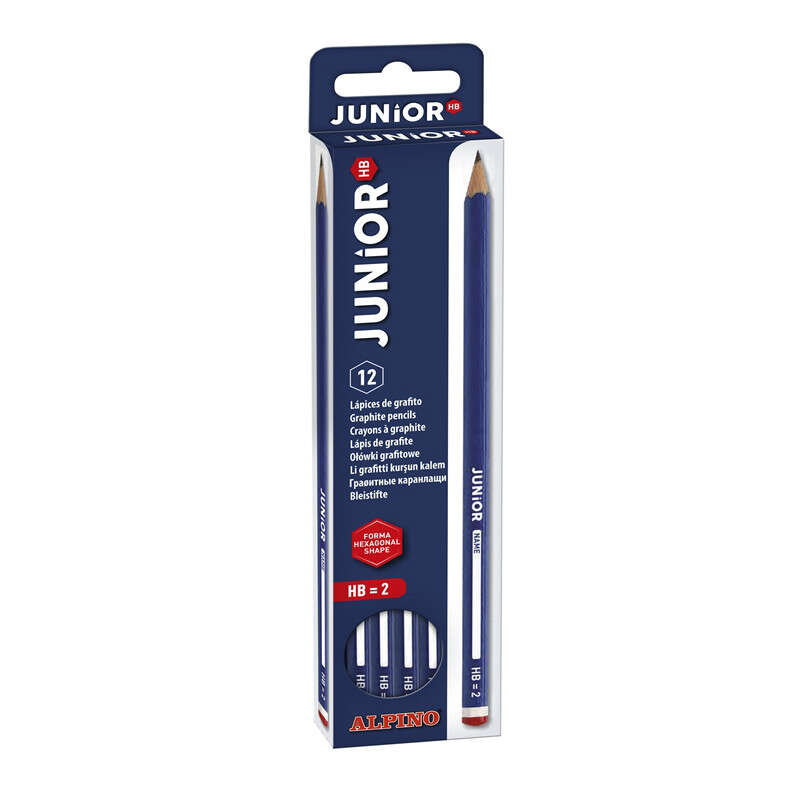Alpino Junior Pack con 12 Lapices de Grafito HB con Cabecilla - Espacio para Personalizar -