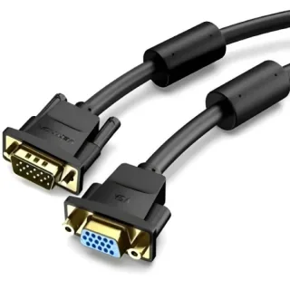 Vention Cable Extensor SVGA Macho a VGA Hembra - Longitud 3m - Full HD - 30 AWG - Filtro de Ferrita - Conectores Chapados en Oro - Color Negro