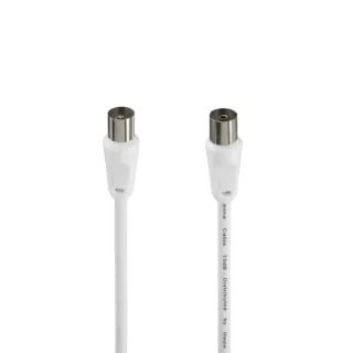 Hama Entry Cable Coaxial de Antena Macho/Hembra - Longitud 1.5m - Apantallamiento 75dB - Impedancia 75Ohm - Color Blanco