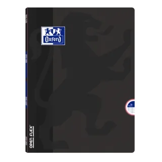 Oxford School Openflex A4 Libreta Grapada - Tapa de Plastico Resistente - 1 Linea con 2 Margenes - 48 Hojas de Alta Calidad - Color Negro · Pack de 10 uds.