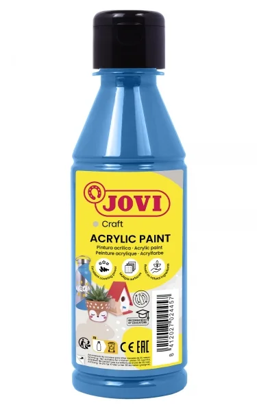 Jovi Jovidecor Acryl Pintura Acrilica Base Agua - Acabado Satinado - Alto Poder Cubriente - Aplicacion Versatil - Resistente al Agua y Jabon - Color Azul