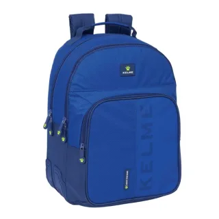Safta Kelme Blue Mochila con 2 Compartimentos - Antirozaduras - Adaptable a Carro - Bolsillo Frontal - Portabotellas - Tirador Doble - Hombreras Ergonomicas - 20L - 320x150x420mm - Color Azu
