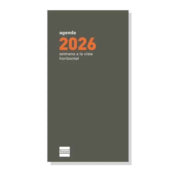 Finocam P499C Recambio para Agenda Plana en Catalan - Anual 2026 - Formato Pl4 - 81x5x150mm - Semana Vista Horizontal - Color Blanco