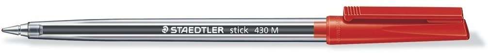 Staedtler Stick 430 Boligrafo con Capuchon - Punta 0.35mm - Tinta Endeleble - Color Rojo · Pack de 50 uds.