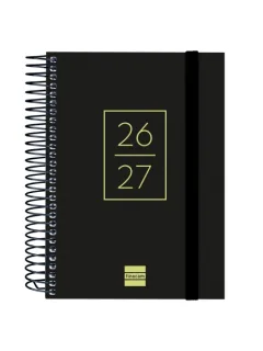 Finocam Secundaria Agenda Escolar 26/27 en Catalan - 1 Dia por Pagina - Formato 8º - 120x164mm - Tapas de Polipropileno - Papel de 80g/m2 - Espiral - Esquinas Microperforadas - Color Negro