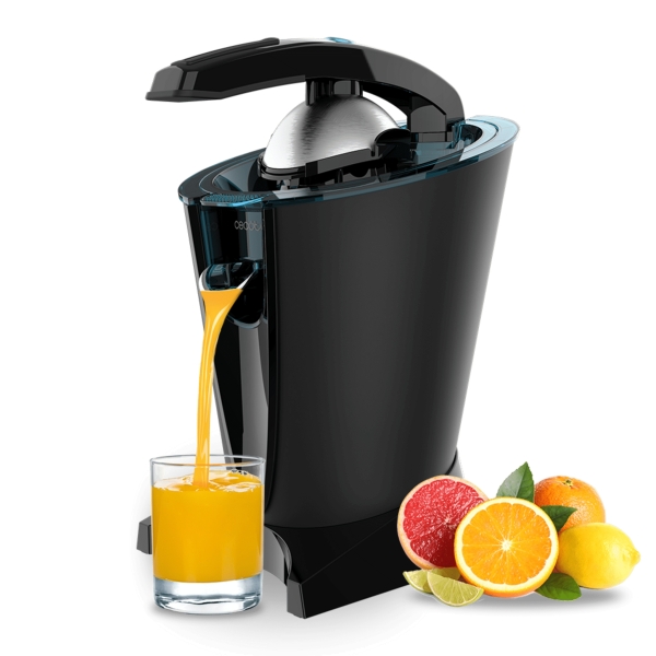 Cecotec EssentialVita Hyden 600 Exprimidor Electrico - 600W - Brazo Electrico - Filtros de Acero Inoxidable - Conos Desmontables - Sistema Antigoteo - Apto para Lavavajillas - Color Negro