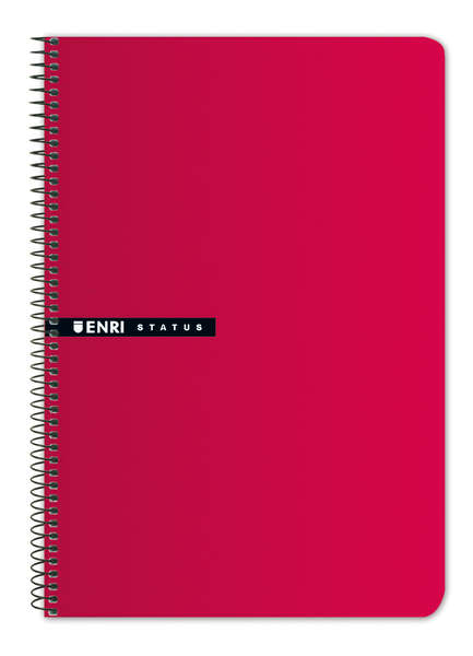 Enri Status Cuaderno Espiral Tamaño Folio Cuadricula 4mm 100 Hojas con Margen - Tapa Dura - Color Rojo