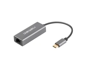 Natec Cricket Adaptador de Red Ethernet USB-C 3.1 a RJ45 1GB - Transferencia de Datos Rapida y Fiable - Color Gris