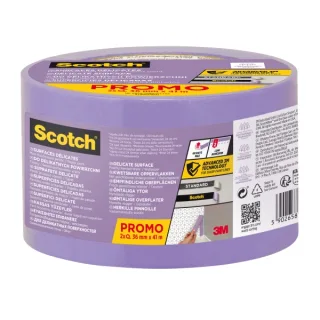Scotchblue Pack de 2 Cintas de Enmascarar para Superficies Delicadas - 36mm x 41m - 100% PEFC - Color Morado