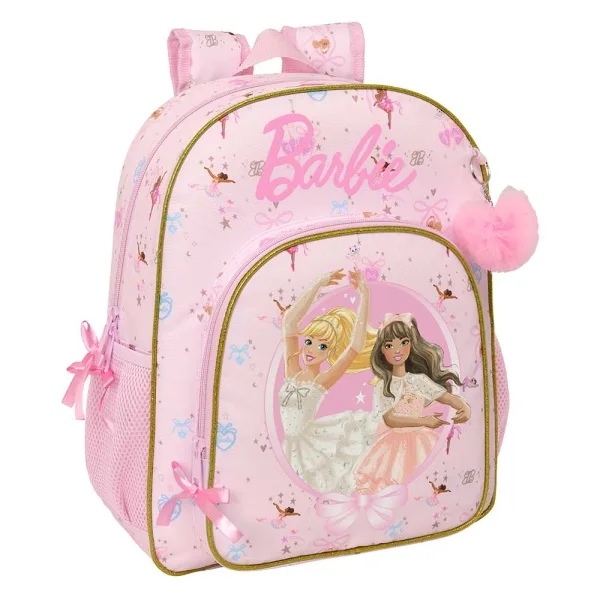 Safta Barbie Ballet Mochila - 15L - Adaptable a Carro - Bolsillo Frontal - Portabotellas - Cremallera con Doble Tirador - Asa de Mano - Hombreras y Espalda Acolchada - 32x38x12cm - Color Rosa