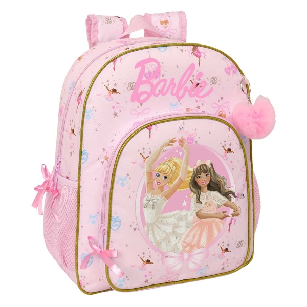 Safta Barbie Ballet Mochila - 15L - Adaptable a Carro - Bolsillo Frontal - Portabotellas - Cremallera con Doble Tirador - Asa de Mano - Hombreras y Espalda Acolchada - 32x38x12cm - Color Rosa