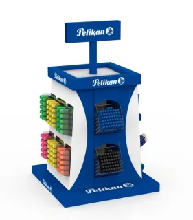 Pelikan Expositor con 30 Barras de Pegamento - 200 Boligrafos con Capuchon - 70 Marcadores Fluorescentes - Colores Surtidos