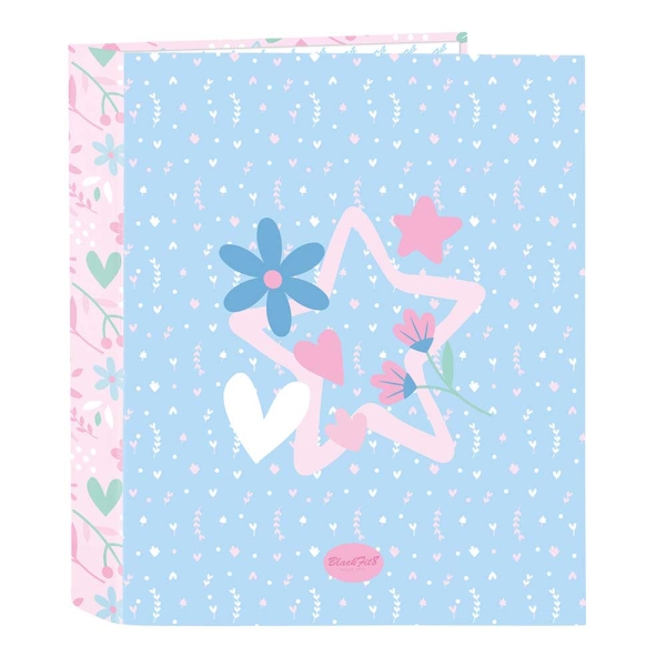 Safta Blackfit8 Smile Carpeta con 4 Anillas 40mm - Tapas Duras Forradas - Formato Folio - 270x60x330mm - Color Azul Claro