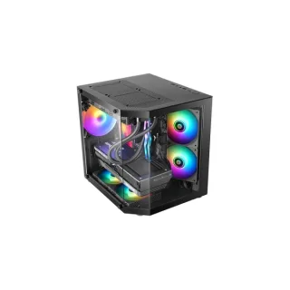 Mars Gaming MC-3TLITE Minitorre Ultracompacta - Ventilador de 120mm FRGB Integrado - Triple Cristal Templado - Soporte MicroATX/Mini-ITX - 4 Ranuras de Expansion - 337x276x342mm - Color Negr