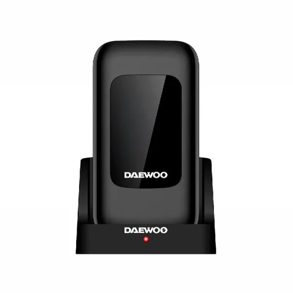 Daewoo Telefono Movil de Tapa - Doble Pantalla 2.8" y 1.77" - Teclas Grandes - RAM 48Mb - ROM 128Mb - 1000mAh - Camara 0.3Mp - 4G Dual SIM - Jack 3.5mm - Radio FM - Base de Carga USB-C - Color Negro