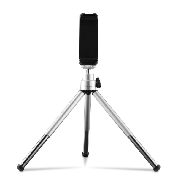 Hama Fancy 2En1 Tripode Mini para Smartphone y Camara - Peso Max 300g - Altura Ajustable hasta 16cm - Plastico - Cabezal de Bola 3D - Color Plata