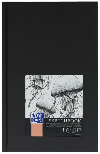 Oxford Artbooks A5 Tapa Extradura Cuaderno Cosido Esbozo - Tamaño A5 - Tapa Dura - Cuaderno Cosido - 96 Hojas de 100gr - Color Negro · Pack de 5 uds.