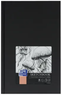 Oxford Artbooks A5 Tapa Extradura Cuaderno Cosido Esbozo - Tamaño A5 - Tapa Dura - Cuaderno Cosido - 96 Hojas de 100gr - Color Negro · Pack de 5 uds.