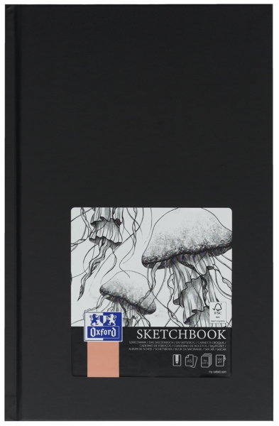 Oxford Artbooks A5 Tapa Extradura Cuaderno Cosido Esbozo - Tamaño A5 - Tapa Dura - Cuaderno Cosido - 96 Hojas de 100gr - Color Negro · Pack de 5 uds.