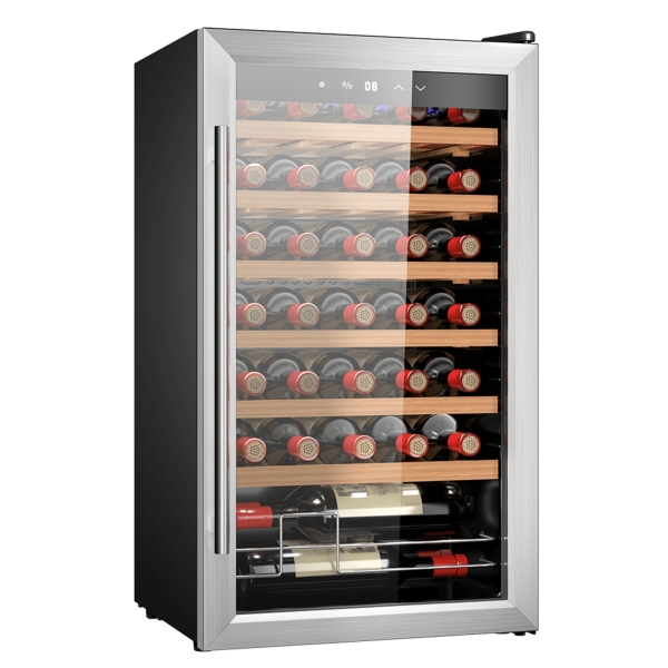 Cecotec Bolero GrandSommelier 34030 Inox Compressor Vinoteca 34 Botellas - Capacidad 80L - Silencioso 41dB - Luz LED - Pantalla LED - Temperatura Regulable - Compresor de Enfriamiento - Colo