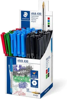 Staedtler Stick 430 Boligrafo de Bola Punta 0.35mm - Tinta Endeleble - Colores Surtidos · Pack de 50 uds.