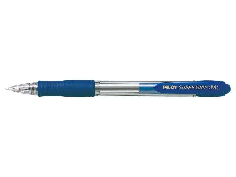 Pilot Boligrafo de Bola Retractil SuperGrip - Punta Redonda 1.0mm - Trazo 0.27mm - Tinta de Aceite - Grip Ergonomico - Color Azul · Pack de 12 uds.
