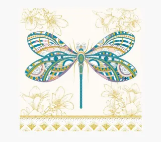 Pictura Tarjeta Arabesque - 16x16cm - Tematica Libelula - Triptica sin Envoltorio - Incluye Sobre Blanco - Papel con Certificacion FSC