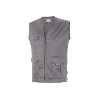 Upower Chica Chaleco Multibolsillos de Algodon Elastico - Talla 2XL - Ligero, Cierre Cremallera, Espacio para Personalizacion, Bolsillos con Solapa y Velcro - Color Gris Oscuro