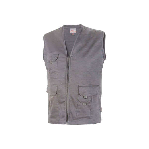 Upower Chica Chaleco Multibolsillos de Algodon Elastico - Talla 2XL - Ligero, Cierre Cremallera, Espacio para Personalizacion, Bolsillos con Solapa y Velcro - Color Gris Oscuro