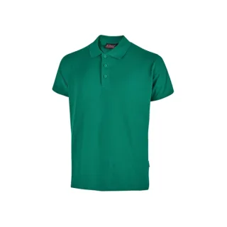 Upower Tonga Polo de Hombre de Algodon Pique - Talla 2XL - Transpirable, Cuello con 3 Botones, Acabados en Canale, Refuerzos en Cuello y Hombros, Proteccion DPI1 - Color Verde Esmeralda