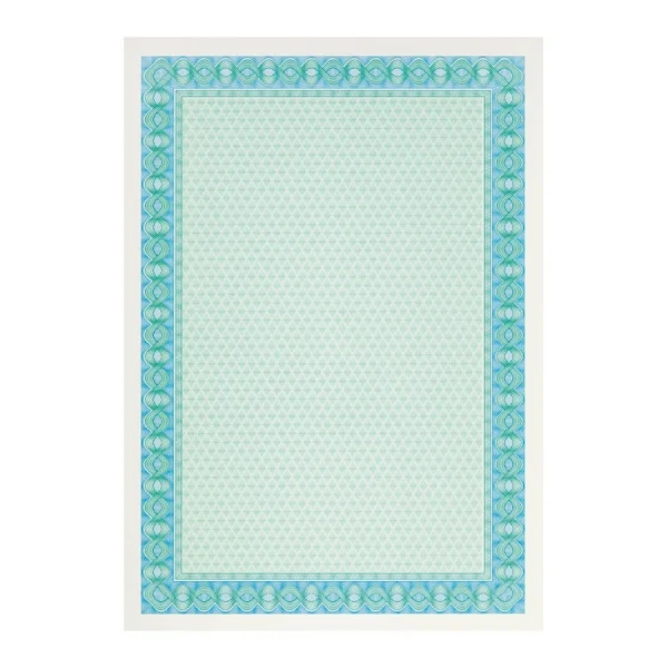 Apli Pack de 10 Hojas de Papel Certificado - Diseño Helico en el Marco - 115gr - Compatible con Impresoras Inkjet, Laser y Fotocopiadoras - Color Azul Turquesa