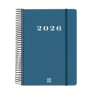 Finocam My Agenda de Espiral en Catalan - Anual 2026 - Tapa Dura Antirayaduras - Formato E10 - 185x20x212mm - 1 Dia por Pagina - Color Azul