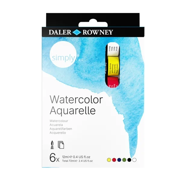 Daler Rowney Simply Pack de 6 Acuarelas - 12ml - Colores Surtidos